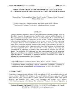 study of the chemical and metabolic changes in plasma glutathione