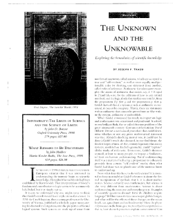 THE UNKNOWN AND THE UNKNOWABLE