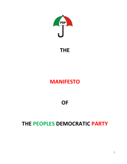 THE MANIFESTO OF THE PEOPLES DEMOCRATIC PARTY