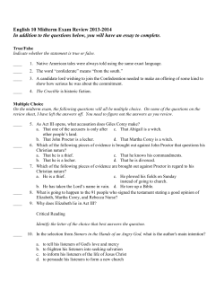 English 10 Midterm Exam Review 2013-2014 In