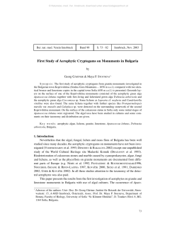 First Study of Aerophytic Cryptogams on Monuments in