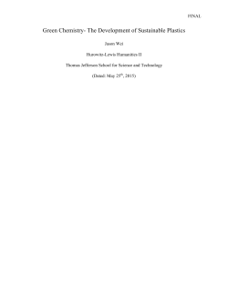 Green Chemistry- The Development of Sustainable Plastics