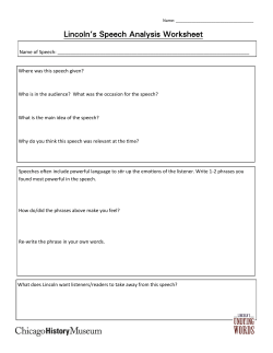 Lincoln`s Speech Analysis Worksheet