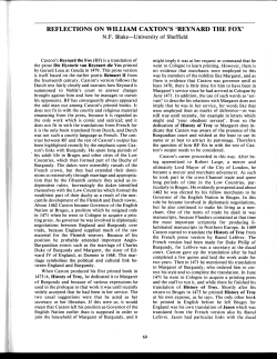 N.F. BLAKE &ndash; Reflections on William Caxton`s `Reynard the Fox`