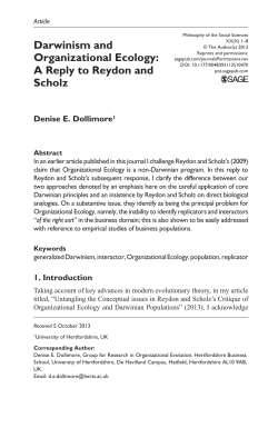 Darwinism and Organizational Ecology: A Reply to Reydon and
