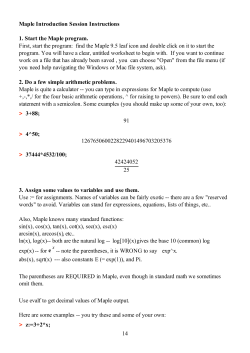 Maple Introduction Session Instructions 1. Start