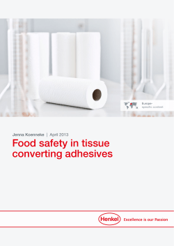 Food safety in tissue converting adhesives