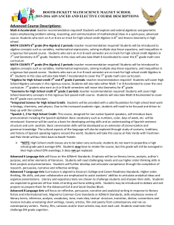 Advanced Course Descriptions: