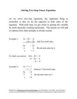 Solving Two-Step Linear Equations As we solve two