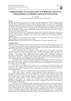 Empirical Study of Awareness and Use of Reference Sources by