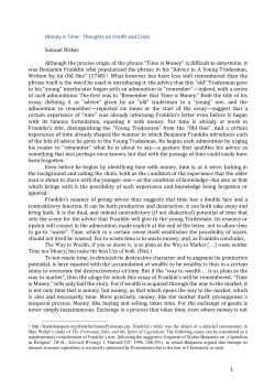 1 Money is Time: Thoughts on Credit and Crisis Samuel Weber