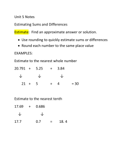 Unit 5 Notes Estimating Sums and Differences Estimate: Find an