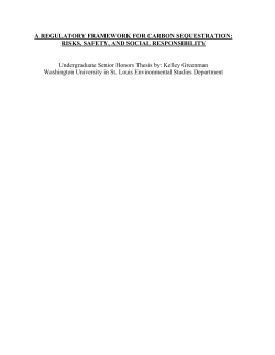 A Regulatory Framework for Carbon Sequestration: Risks, Safety