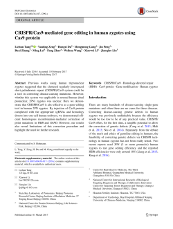 CRISPR/Cas9-mediated gene editing in human zygotes