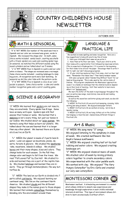COUNTRY CHILDREN`S HOUSE NEWSLETTER