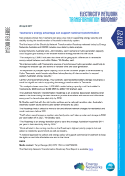Tasmania`s energy advantage can support national transformation
