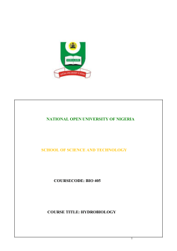 bio 405 hydrobiology - National Open University of Nigeria