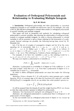 Evaluation of Orthogonal Polynomials and Relationship to