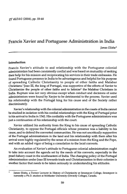 "Francis Xavier and Portuguese Administration in India," Indian