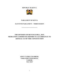 THE DIVISION OF REVENUE BILL, 2015, MEDIATION COMMITTEE