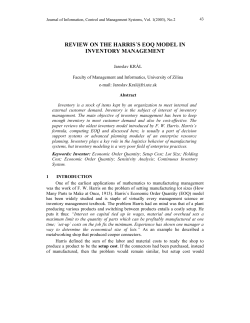 Critical Review on Harris&acute;s EOQ Model in Inventory Control