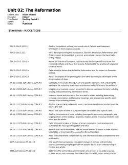 Unit 02: The Reformation