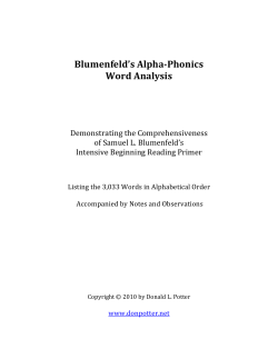 Blumenfeld`s Alpha-Phonics Word Analysis