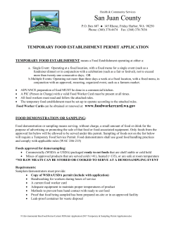 Temporary Food and Sampling Permit Application