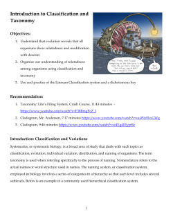 Introduction to Classification and Taxonomy