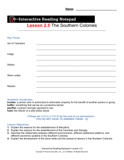 Lesson 2.5 The Southern Colonies