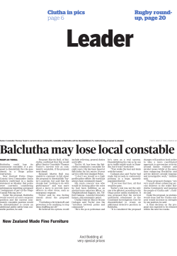 Balclutha may lose local constable