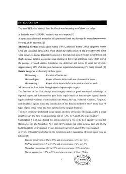 INTRODUCTION The term `HERNIA` derived from the Greek word