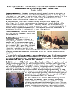 Summary of Clearwater`s Environmental Justice Contention Testimony