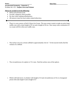 Accelerated Geometry - Semester 2 Problem Set #11&ndash; Surface Area