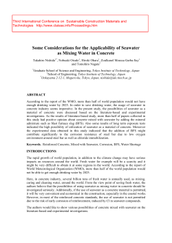 Some Considerations for the Applicability of Seawater