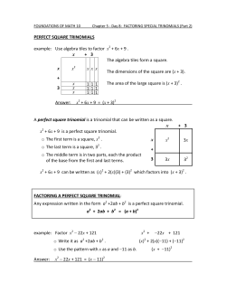 Perfect Square Trinomials - nwss