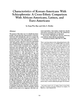 Characteristics of Korean-Americans With Schizophrenia: A Cross