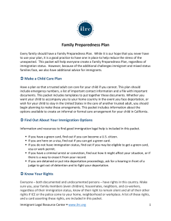 Family Preparedness Plan - Immigrant Legal Resource Center