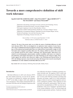 Towards a more comprehensive definition of shift work tolerance