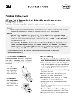 Printing Instructions BUSINESS CARDS