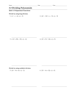 3.3 Dividing Polynomials - Garnet Valley School District