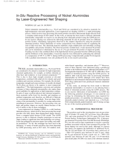 In-Situ Reactive processing of Nickel Aluminides