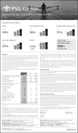 Short form announcement financial results 2015