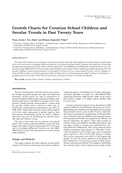 Growth Charts for Croatian School Children and Secular Trends in