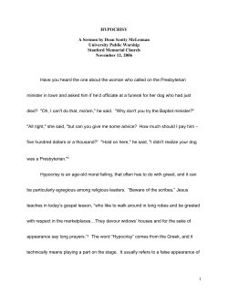 HYPOCRISY A Sermon by Dean Scotty McLennan