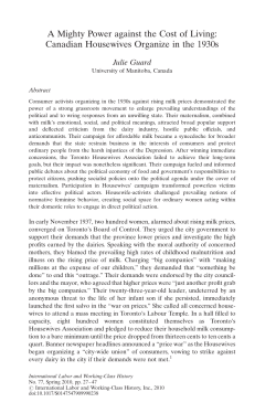 Canadian Housewives Organize in the 1930s