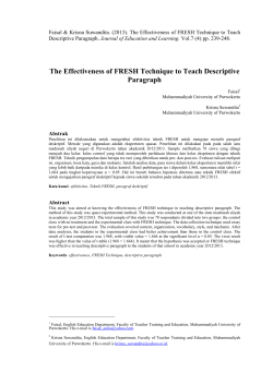The Effectiveness of FRESH Technique to Teach