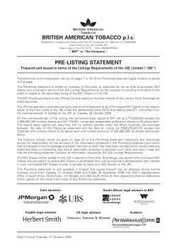 Pre-listing Statement