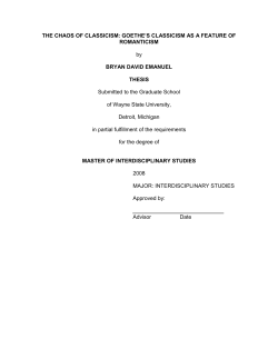 THE CHAOS OF CLASSICISM: GOETHE`S