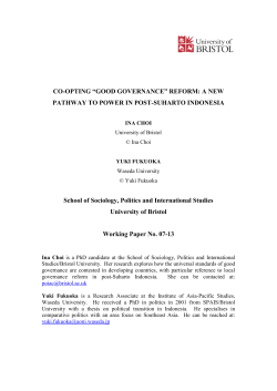 Co-opting "Good Governance" Reform: A New Pathway to Power in
